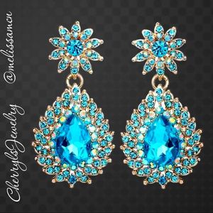 Blue Austrian Crystal Formal Sparkle Earrings